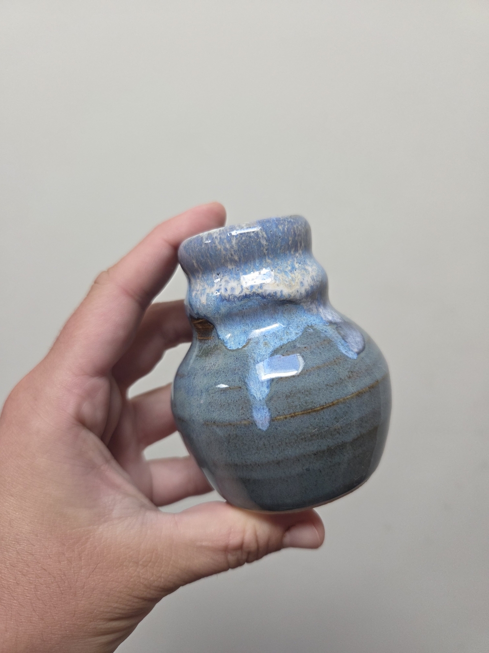 Handmade Ceramic Mini Vase — Sky Blue Glaze
